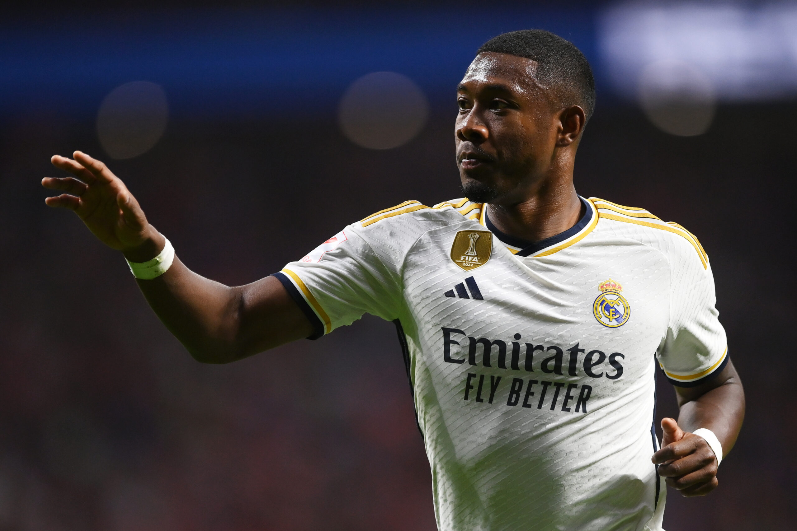 MADRID, SPAIN - SEPTEMBER 24: David Alaba of Real Madrid looks on during the LaLiga EA Sports match between Atletico Madrid and Real Madrid CF at Civitas Metropolitano Stadium on September 24, 2023 in Madrid, Spain.