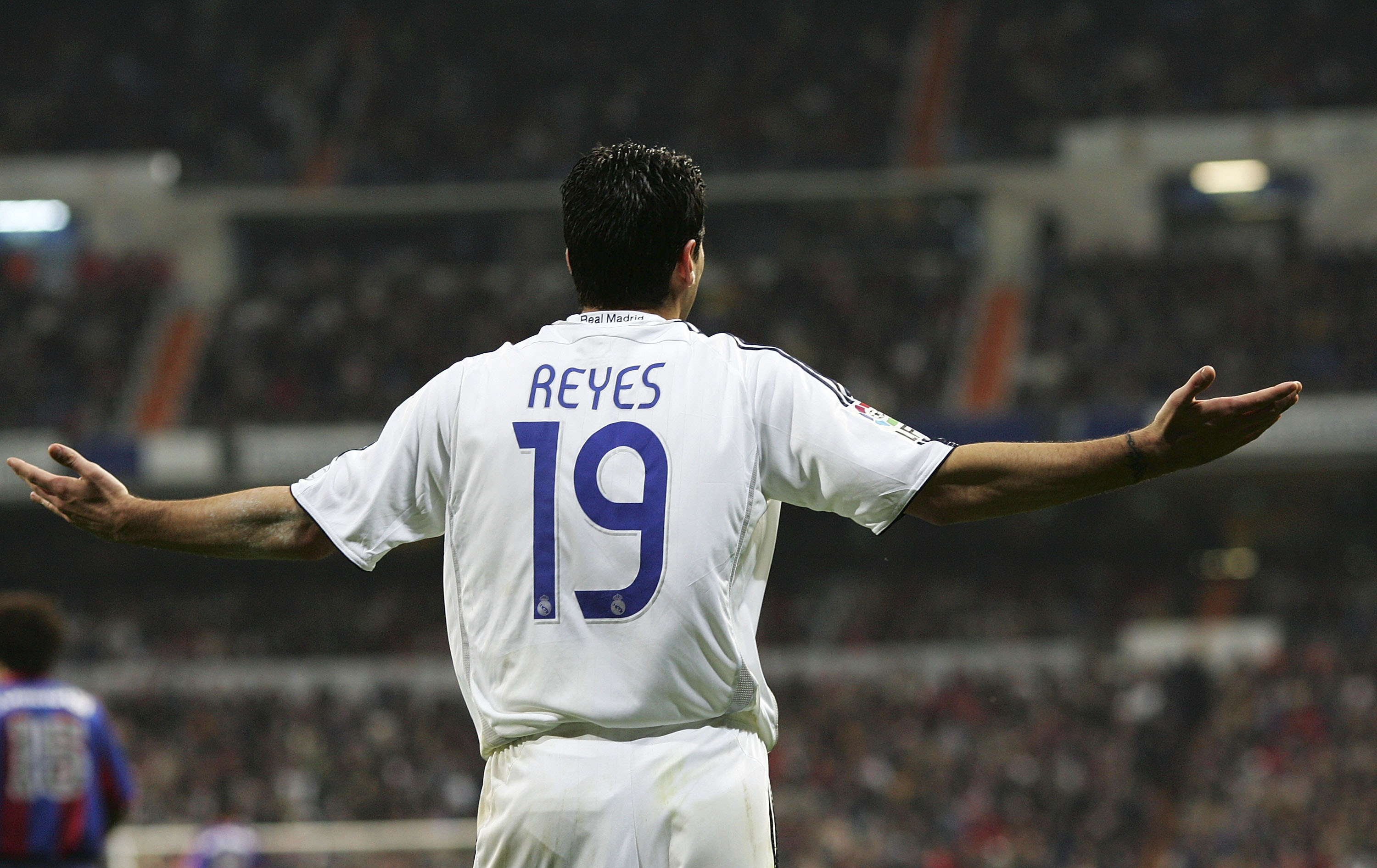 MADRID, SPAIN - FEBRUARY 04: Jose Antonio Reyes of Real Madrid reacts during the Primera Liga match between Real Madrid and Levante at the Santiago Bernabeu stadium on February 4, 2007 in Madrid, Spain.