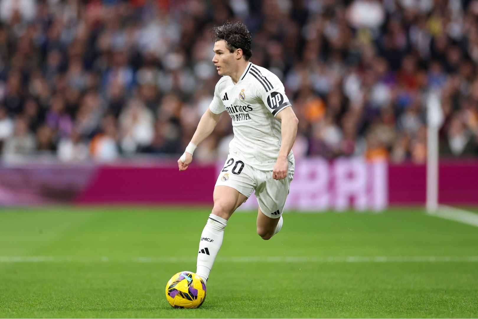 MADRID, SPAIN - MARCH 09: Fran Garcia of Real Madrid CF in action during the LaLiga match between Real Madrid CF and Rayo Vallecano at Estadio Santiago Bernabeu on March 09, 2025 in Madrid, Spain.