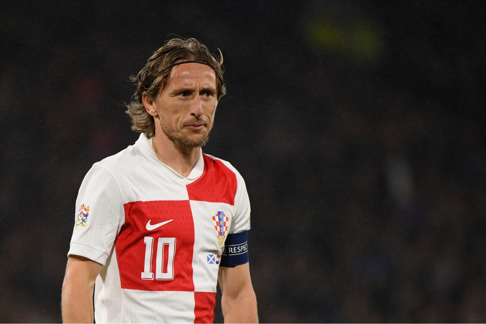GLASGOW, SCOTLAND - NOVEMBER 15: Luka Modric of Croatia during gameplay at the UEFA Nations League 2024/25 League A Group A1 match between Scotland and Croatia at Hampden Park on November 15, 2024 in Glasgow, Scotland.