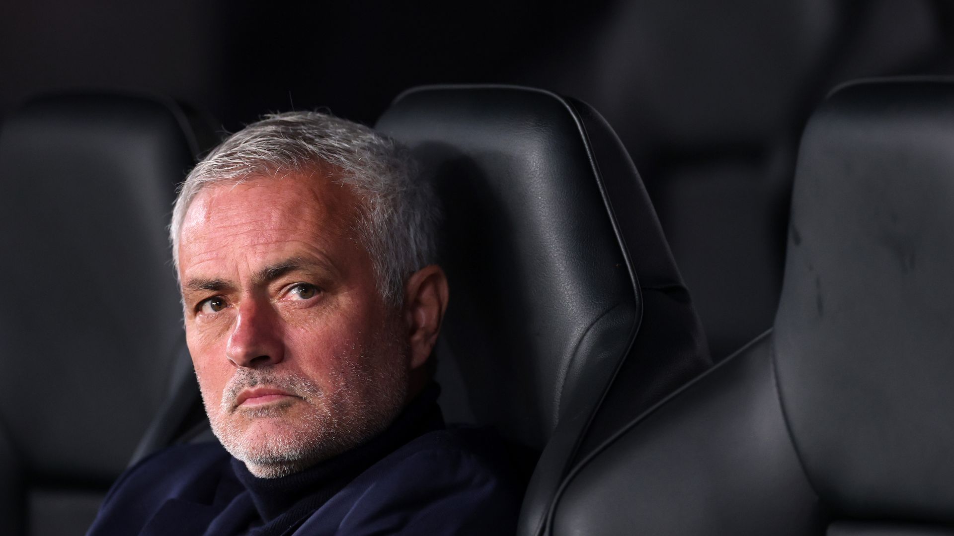 Jose Mourinho, Head Coach of Benfica, looks on prior to the UEFA Champions League 2025/26 League Phase MD3 match between Newcastle United FC and SL Benfica at St James' Park on October 21, 2025 in Newcastle upon Tyne, England.