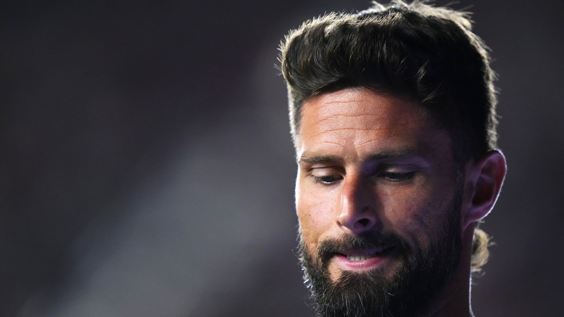 Olivier Giroud #9 of Los Angeles FC reacts during the CONCACAF Champions Cup 2025 Quarter-final second leg match between Inter Miami CF and Los Angeles Football Club at Chase Stadium on April 09, 2025 in Fort Lauderdale, Florida.