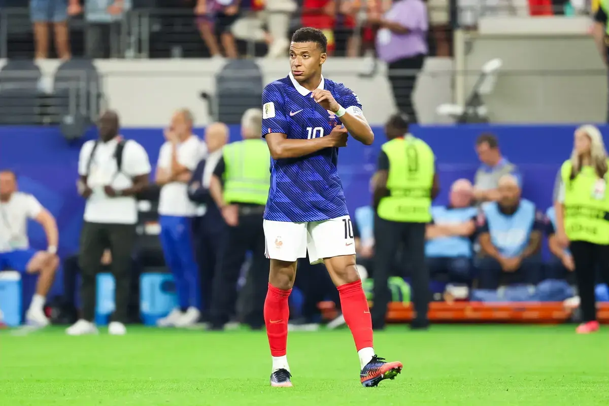 July 14, 2026, Arlington, Tx, United States: Kylian Mbappe player of France reacts after France's 2-0 defeat to Spain in the FIFA World Cup semifinal at Dallas Stadium, in Texas, United States, on Tuesday, July 14, 2026.