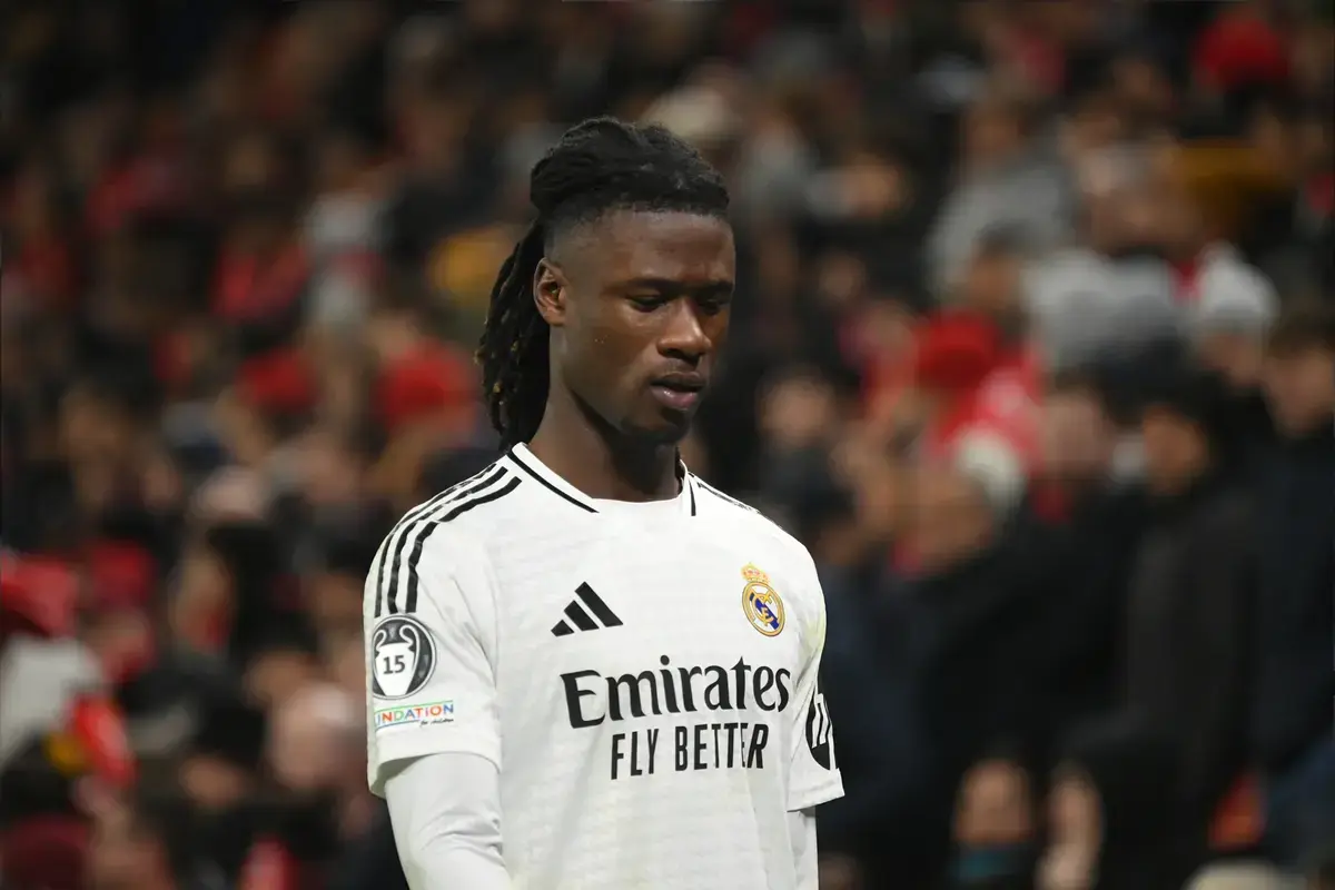 Eduardo Camavinga in action during the UEFA 2024 Champions League group match between Liverpool FC and Real Madrid, Anfield Stadium, Liverpool, November 27th, 2024