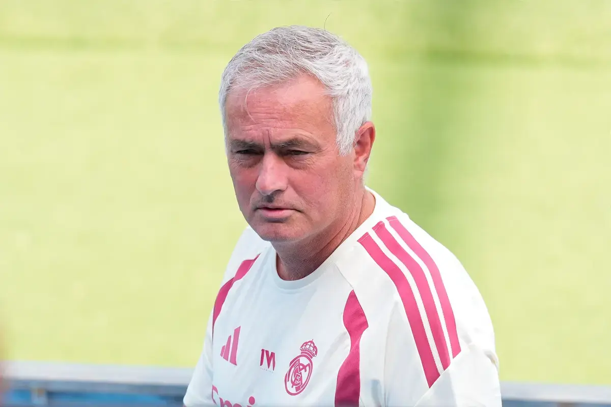 July 28, 2026, Valdebebas, Madrid, Spain: Jose Mourinho, head coach of Real Madrid, looks on during the Real Madrid training session held in collaboration with CD Leganes at Alfredo Di Stefano stadium on July 28, 2026, in Valdebebas, Madrid, Spain.
