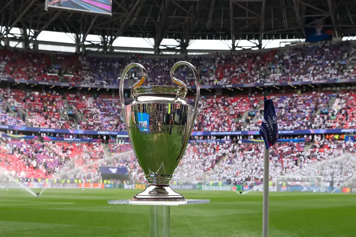 The UEFA Champions League Trophy during the Champions League Final match between Paris Saint-Germain and Arsenal at Puskas Arena Park, Budapest, Hungary on 30 May 2026.