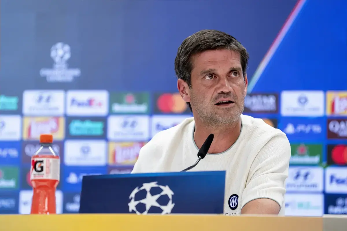 September 7, 2026, Madrid, Madrid, Spain: Cristian Chivu, head coach of Inter Milan, attends his press conference ahead the UEFA Champions League football match against Real Madrid at Santiago Bernabeu Stadium on September 07, 2026, in Madrid, Spain.