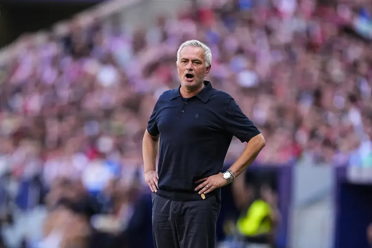 September 20, 2026, Madrid, Madrid, Spain: Jose Mourinho, head coach of Real Madrid CF, protests during the Spanish League, LaLiga EA Sports, football match played between Atletico de Madrid and Real Madrid CF at Riyadh Air Metropolitano stadium on September 20, 2026, in Madrid, Spain.